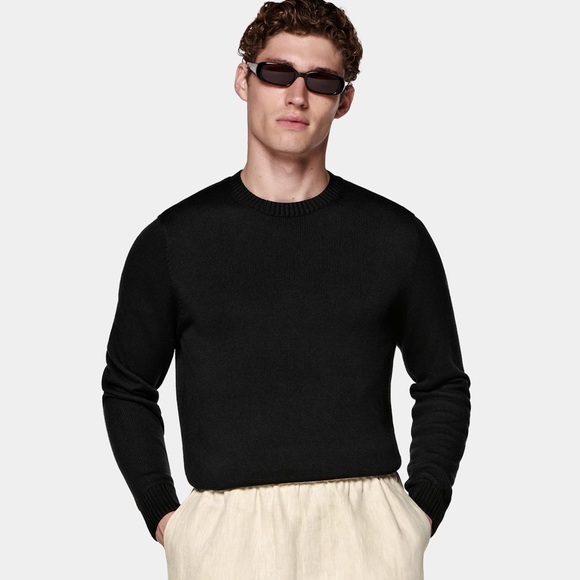Suitsupply Other - Suitsupply Men's Crewneck Long Sleeve Sweater 100% Cotton Black Size  XL